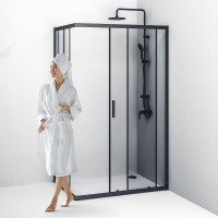 Душевой уголок Am. Pm Gem S Twin Slide, 120 x 90 см, высота 200 см, стекло прозрачное, профиль черный матовый, W93G-404-120290-BT