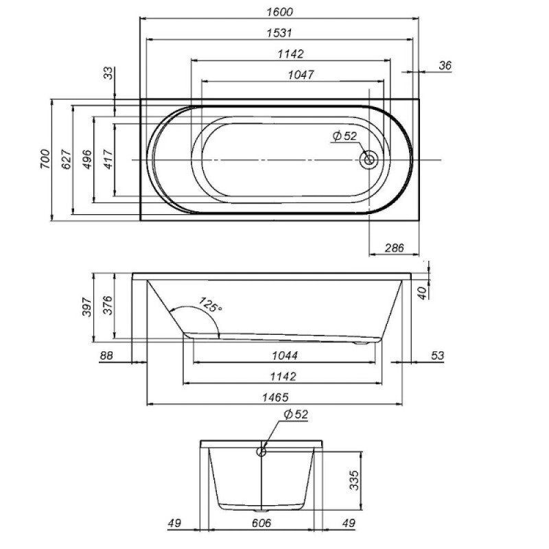 Ванна акриловая Am.Pm X-Joy W94A-160-070W-A, 160 х 70 см, белая
