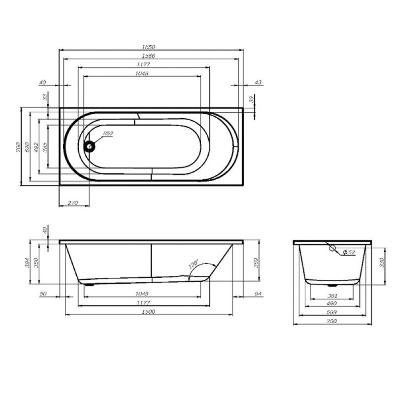 Ванна акриловая Am.Pm X-Joy W94A-165-070W-A 165 х 70 см, белая