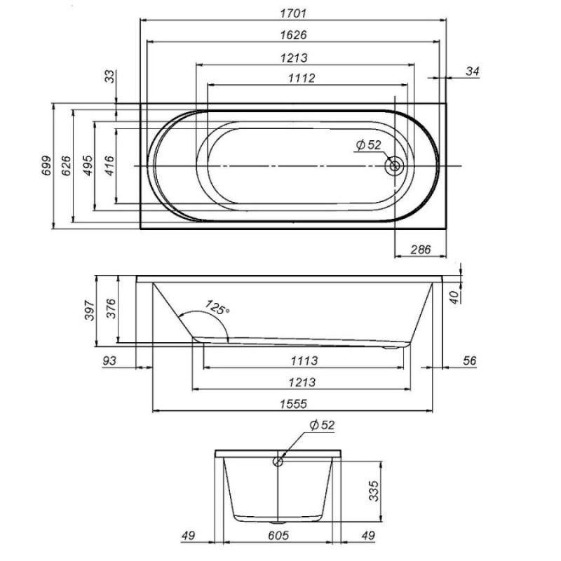 Ванна акриловая Am.Pm X-Joy W94A-170-070W-A 170 х 70 см, белая