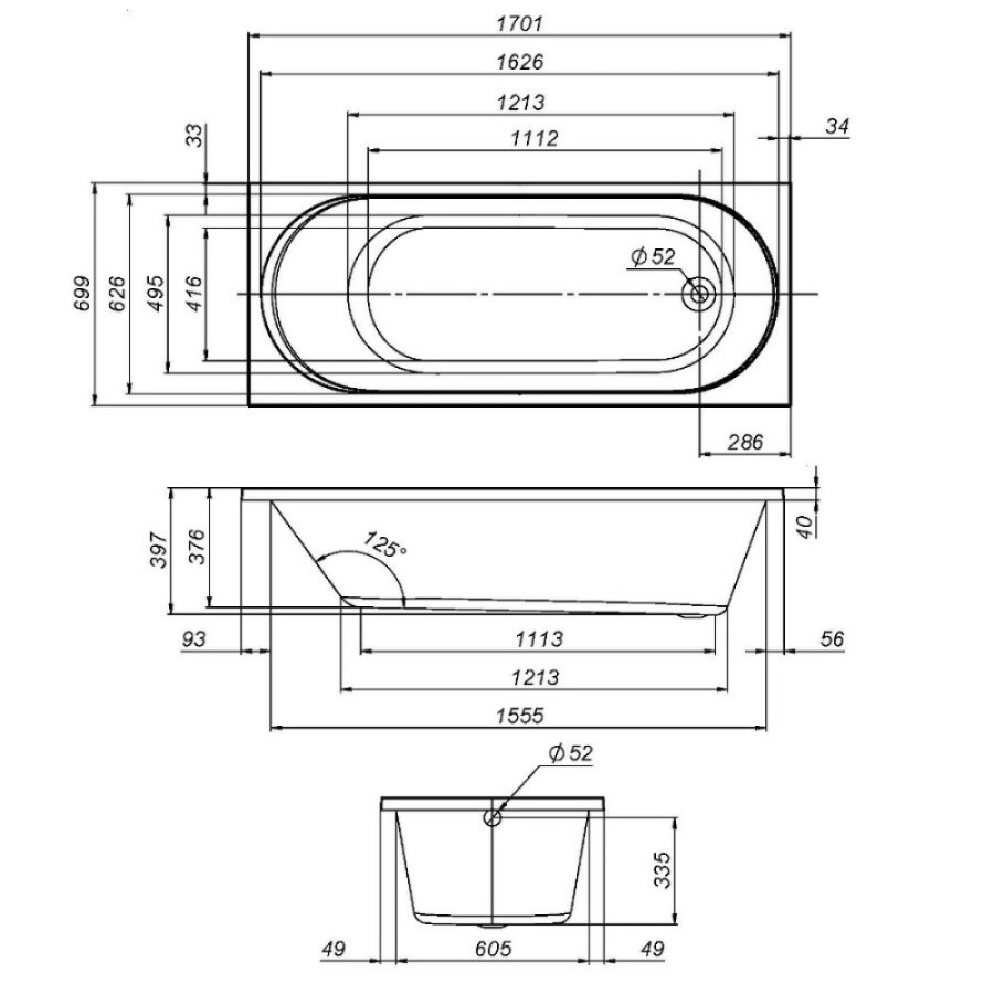 Ванна акриловая Am.Pm X-Joy W94A-170-070W-A 170 х 70 см, белая