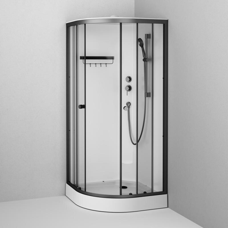 Душевая кабина Am.Pm X-Joy W94C-401-090BT, 90 х 90 см, с крышей, стекло прозрачное, профиль черный матовый