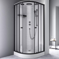 Душевая кабина Am.Pm X-Joy W94C-401-090BT, 90 х 90 см, с крышей, стекло прозрачное, профиль черный матовый
