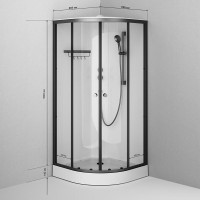 Душевая кабина Am.Pm X-Joy W94C-401-090BT, 90 х 90 см, с крышей, стекло прозрачное, профиль черный матовый