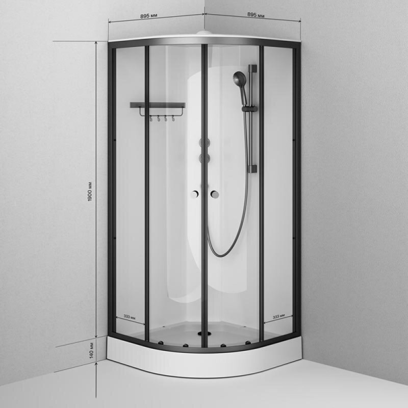 Душевая кабина Am.Pm X-Joy W94C-401-090BT, 90 х 90 см, с крышей, стекло прозрачное, профиль черный матовый