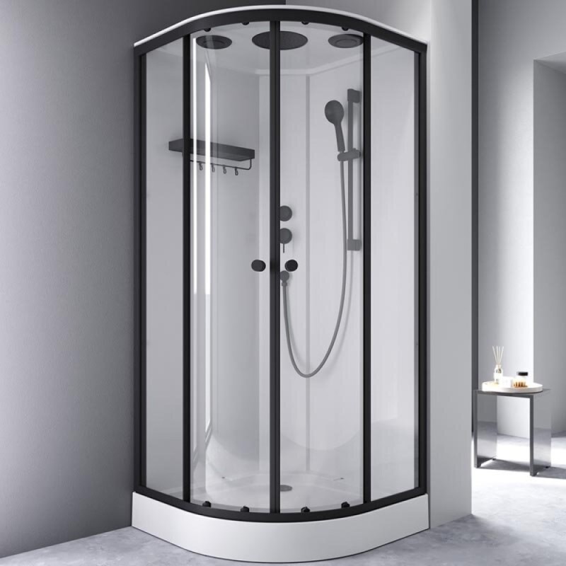 Душевая кабина Am.Pm X-Joy W94C-401-090BT, 90 х 90 см, с крышей, стекло прозрачное, профиль черный матовый