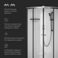 Душевая кабина Am.Pm X-Joy W94C-401-090BT, 90 х 90 см, с крышей, стекло прозрачное, профиль черный матовый