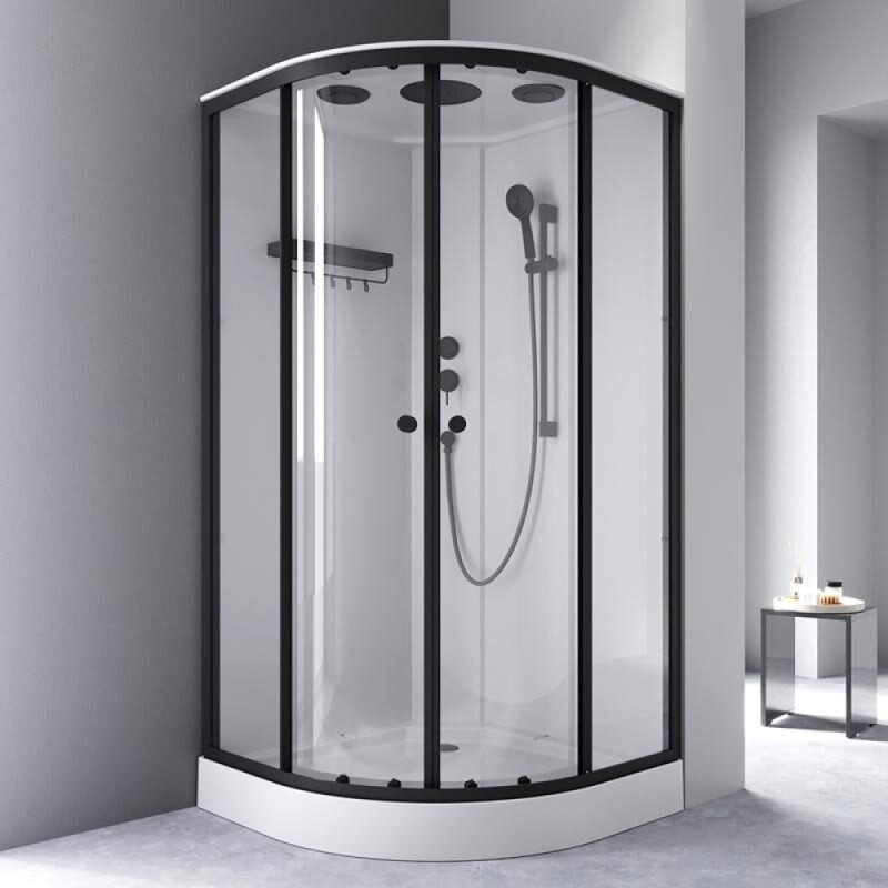 Душевая кабина Am.Pm X-Joy, W94C-401-100BT, 100 х 100 см, с крышей, стекло прозрачное, профиль черный матовый матовый