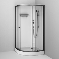 Душевая кабина Am.Pm X-Joy, W94C-401-100BT, 100 х 100 см, с крышей, стекло прозрачное, профиль черный матовый матовый