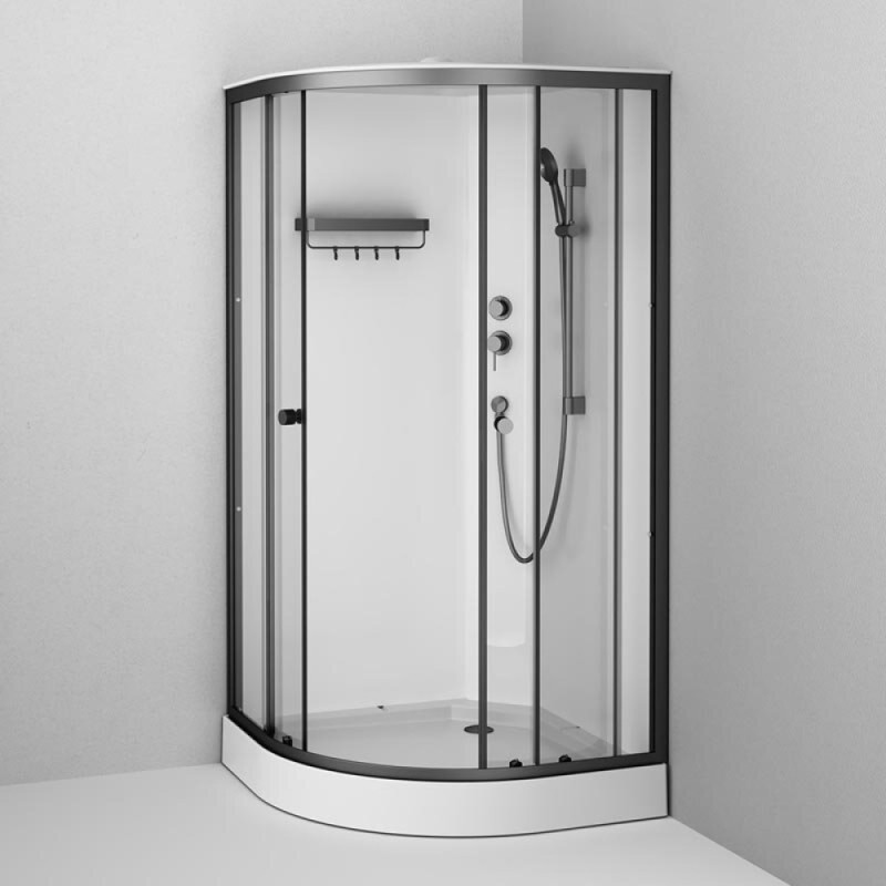 Душевая кабина Am.Pm X-Joy, W94C-401-100BT, 100 х 100 см, с крышей, стекло прозрачное, профиль черный матовый матовый