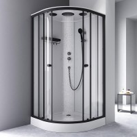 Душевая кабина Am.Pm X-Joy, W94C-401-100BT, 100 х 100 см, с крышей, стекло прозрачное, профиль черный матовый матовый