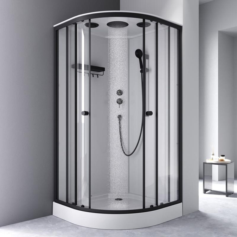 Душевая кабина Am.Pm X-Joy, W94C-401-100BT, 100 х 100 см, с крышей, стекло прозрачное, профиль черный матовый матовый