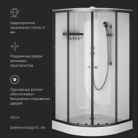 Душевая кабина Am.Pm X-Joy, W94C-401-100BT, 100 х 100 см, с крышей, стекло прозрачное, профиль черный матовый матовый