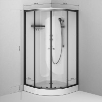 Душевая кабина Am.Pm X-Joy, W94C-401-100BT, 100 х 100 см, с крышей, стекло прозрачное, профиль черный матовый матовый