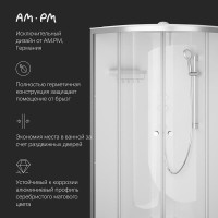 Душевая кабина Am.Pm X-Joy W94C-401-100MT, 100 х 100 см, с крышей, стекло прозрачное, профиль хром матовый