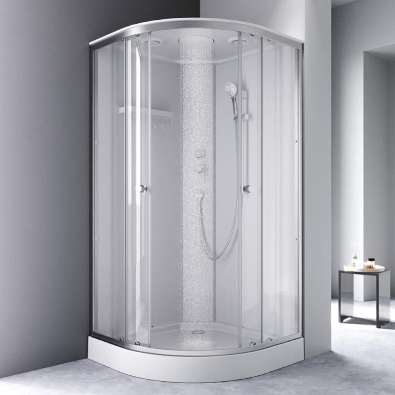 Душевая кабина Am.Pm X-Joy W94C-401-100MT, 100 х 100 см, с крышей, стекло прозрачное, профиль хром матовый
