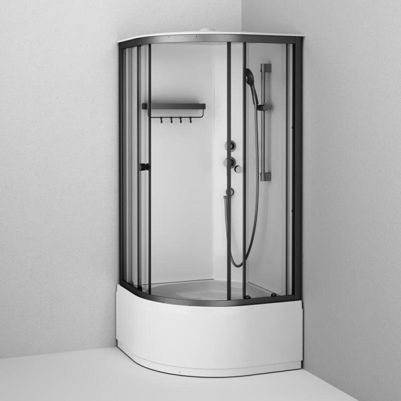 Душевая кабина Am.Pm X-Joy W94C-401A-090BT, 90 х 90 см, с крышей, стекло прозрачное, профиль черный матовый