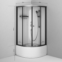 Душевая кабина Am.Pm X-Joy W94C-401A-090BT, 90 х 90 см, с крышей, стекло прозрачное, профиль черный матовый