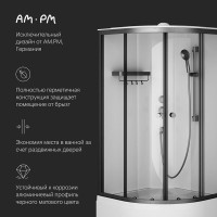 Душевая кабина Am.Pm X-Joy W94C-401A-090BT, 90 х 90 см, с крышей, стекло прозрачное, профиль черный матовый