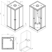 Душевая кабина Am.Pm X-Joy Square, W94C-403-090BT, 90 х 90 см, с крышей, стекло прозрачное, профиль черный матовый