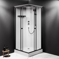 Душевая кабина Am.Pm X-Joy Square, W94C-403-090BT, 90 х 90 см, с крышей, стекло прозрачное, профиль черный матовый