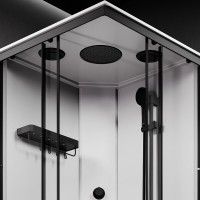 Душевая кабина Am.Pm X-Joy Square, W94C-403-090BT, 90 х 90 см, с крышей, стекло прозрачное, профиль черный матовый