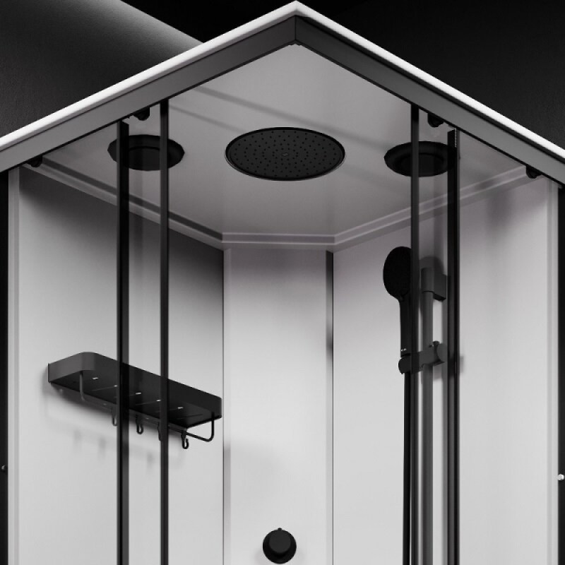 Душевая кабина Am.Pm X-Joy Square, W94C-403-090BT, 90 х 90 см, с крышей, стекло прозрачное, профиль черный матовый