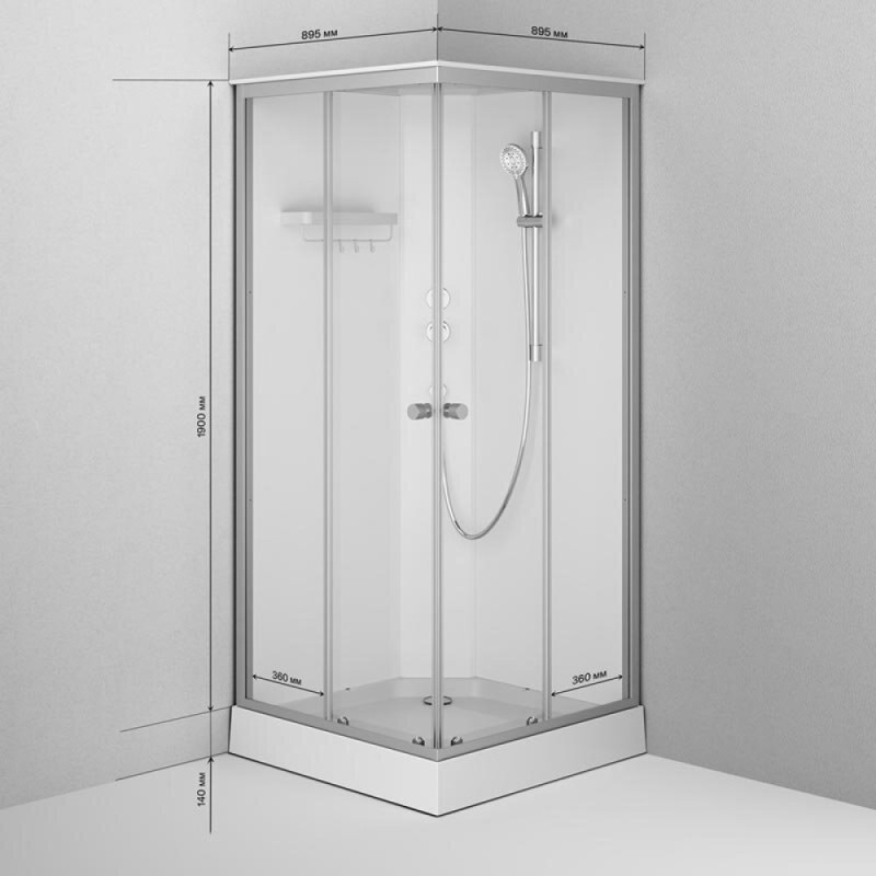 Душевая кабина Am.Pm X-Joy Square, W94C-403-090MT, 90 х 90 см, с крышей, стекло прозрачное, профиль серебристый