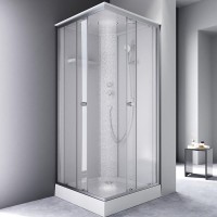 Душевая кабина Am.Pm X-Joy Square, W94C-403-090MT, 90 х 90 см, с крышей, стекло прозрачное, профиль серебристый