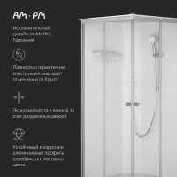 Душевая кабина Am.Pm X-Joy Square, W94C-403-090MT, 90 х 90 см, с крышей, стекло прозрачное, профиль серебристый