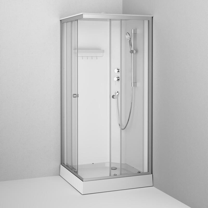 Душевая кабина Am.Pm X-Joy Square, W94C-403-090MT, 90 х 90 см, с крышей, стекло прозрачное, профиль серебристый