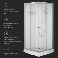 Душевая кабина Am.Pm X-Joy Square, W94C-403-090MT, 90 х 90 см, с крышей, стекло прозрачное, профиль серебристый