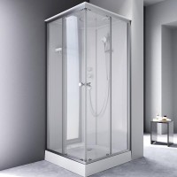 Душевая кабина Am.Pm X-Joy Square, W94C-403-090MT, 90 х 90 см, с крышей, стекло прозрачное, профиль серебристый