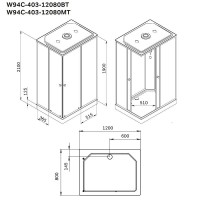 Душевая кабина Am.Pm X-Joy W94C-403-12080BT, 80 х 120 см, с крышей, стекло прозрачное, профиль черный матовый