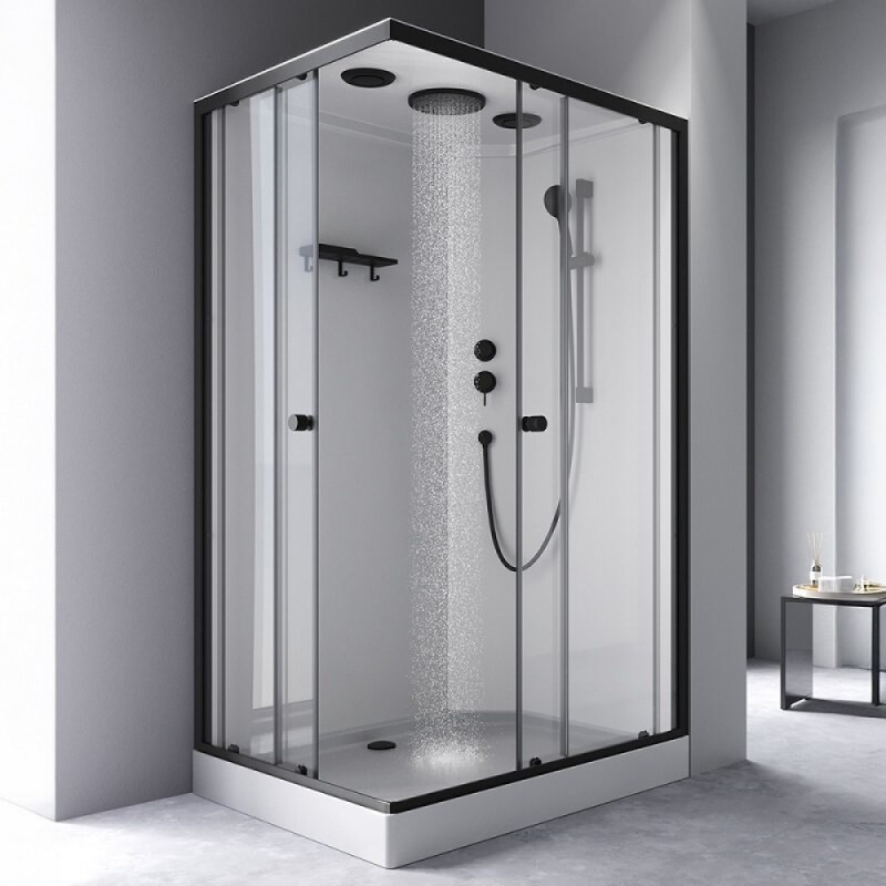 Душевая кабина Am.Pm X-Joy W94C-403-12080BT, 80 х 120 см, с крышей, стекло прозрачное, профиль черный матовый
