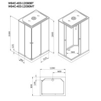 Душевая кабина Am.Pm X-Joy W94C-403-12090BT, 90 х 120 см, с крышей, стекло прозрачное, профиль черный матовый