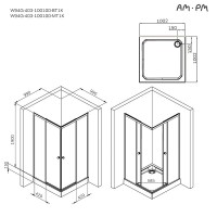 Душевой уголок Am.Pm X-Joy W94G-403-100100-BТ1К, 100 х 100 см, профиль черный матовый, стекло прозрачное