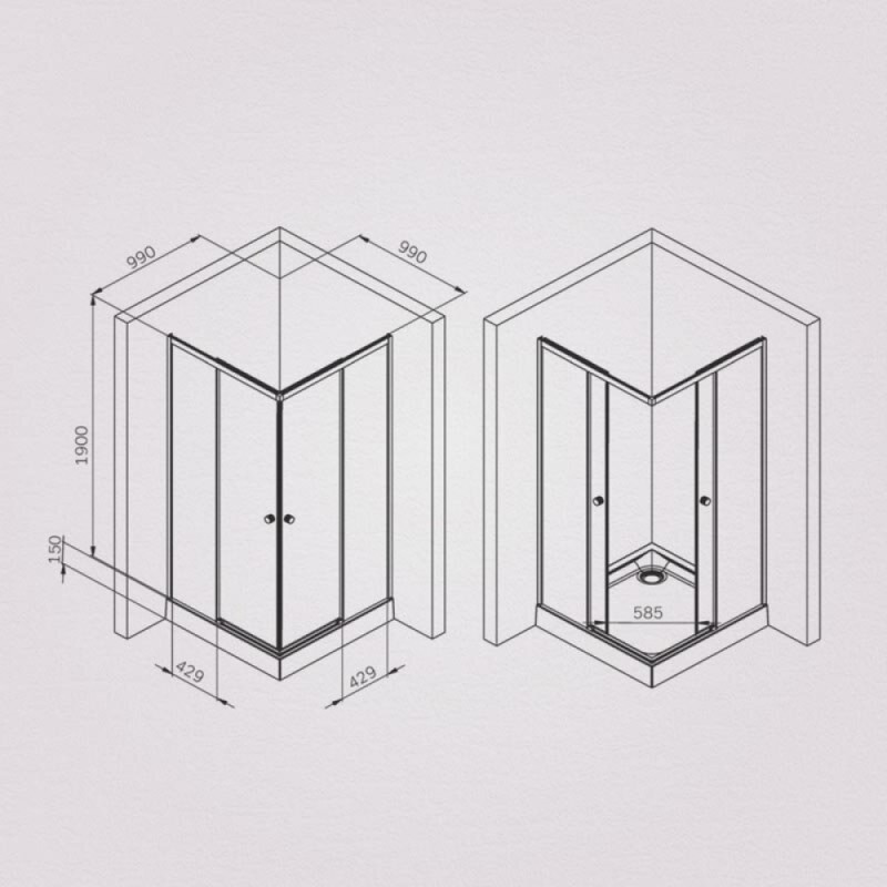 Душевой уголок Am.Pm X-Joy W94G-403-100100-MТ1К, 100 х 100 см, профиль хром матовый, стекло прозрачное