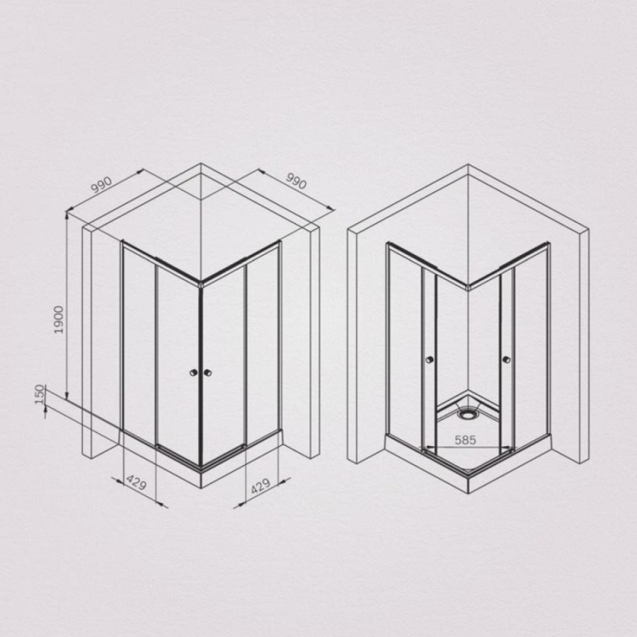 Душевой уголок Am.Pm X-Joy W94G-403-100100-MТ1К, 100 х 100 см, профиль хром матовый, стекло прозрачное