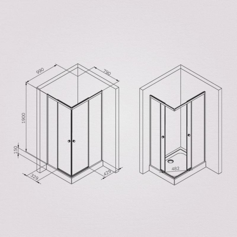 Душевой уголок Am.Pm X-Joy W94G-403-100280-BТ1К, 100 х 80 см, профиль черный матовый, стекло прозрачное