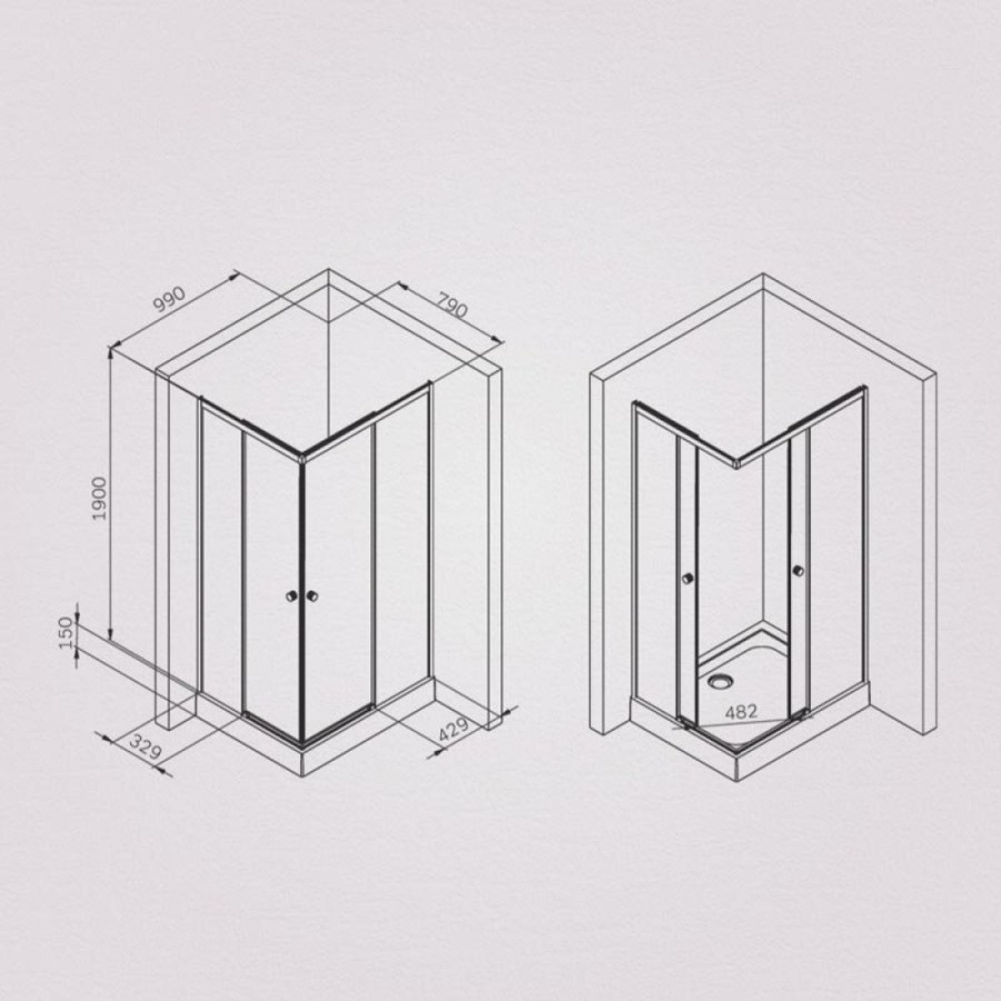 Душевой уголок Am.Pm X-Joy W94G-403-100280-BТ1К, 100 х 80 см, профиль черный матовый, стекло прозрачное
