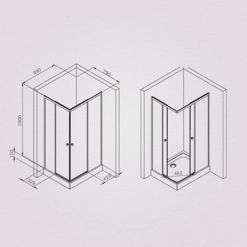 Душевой уголок Am.Pm X-Joy W94G-403-100280-MТ1К, 100 х 80 см, профиль хром матовый, стекло прозрачное