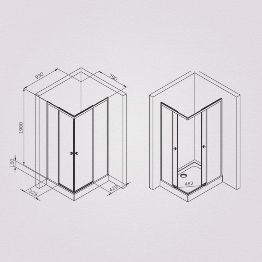 Душевой уголок Am.Pm X-Joy W94G-403-100280-MТ1К, 100 х 80 см, профиль хром матовый, стекло прозрачное