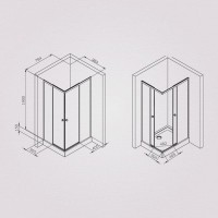 Душевой уголок Am.Pm X-Joy Square Slide 100 х 80 см, профиль черный матовый, стекло прозрачное, W94G-403-10080-BT