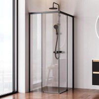 Душевой уголок Am.Pm X-Joy Square Slide 100 х 80 см, профиль черный матовый, стекло прозрачное, W94G-403-10080-BT