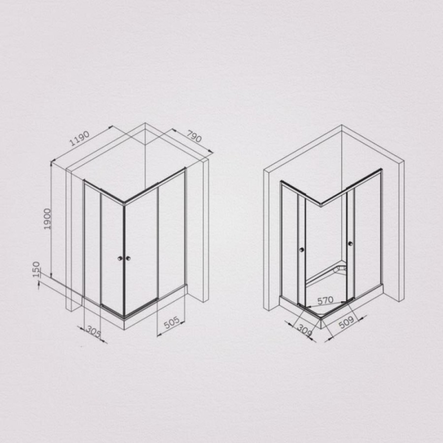 Душевой уголок Am.Pm X-Joy W94G-403-120280-MТ1К, 120 х 80 см, профиль хром матовый, стекло прозрачное