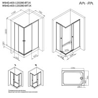 Душевой уголок Am.Pm X-Joy W94G-403-120290-MТ1К, 120 х 90 см, профиль хром матовый, стекло прозрачное