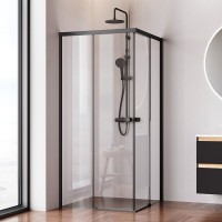 Душевой уголок Am.Pm X-joy W94G-403-9090-BT1K, 90 x 90 см, стекло прозрачное, профиль черный матовый