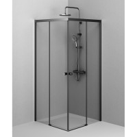 Душевой уголок Am.Pm X-joy W94G-403-9090-BT1K, 90 x 90 см, стекло прозрачное, профиль черный матовый