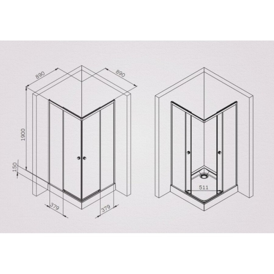 Душевой уголок Am.Pm X-joy W94G-403-9090-BT1K, 90 x 90 см, стекло прозрачное, профиль черный матовый